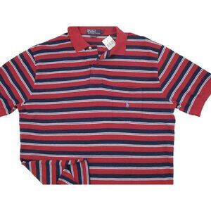 NEW Vintage Polo Ralph Lauren Shirt! XL Red & Blue Stripe Chest Pocket  RUNS BIG